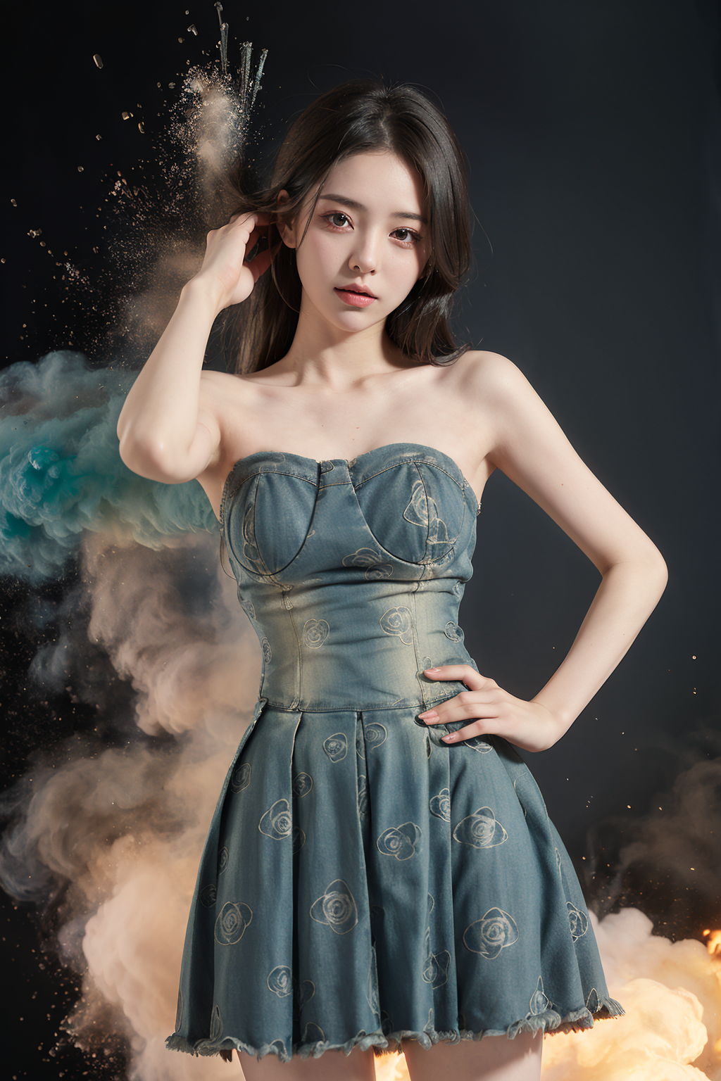 233188757-1girl,  Cowboy dress   ,standing, Colored smoke background,looking at .png